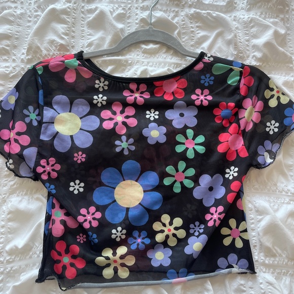 Colorful flower sheer crop top - Picture 2 of 2